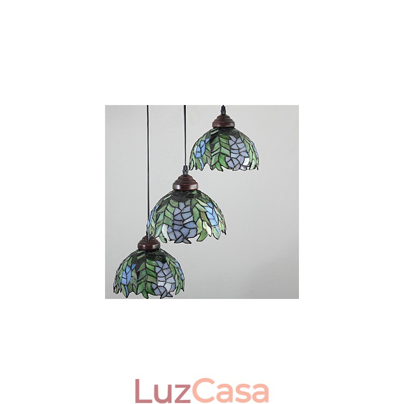 Lustre de vidro colorido de artes criativas rurais europeias que restauram formas antigas de luz de lâmpada