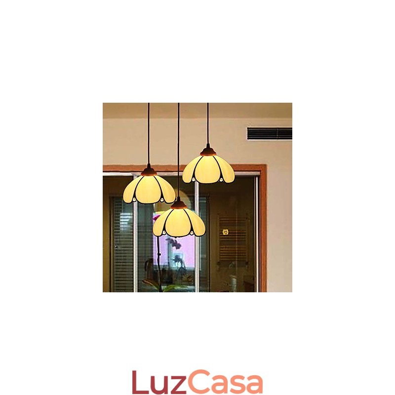 Lustre de vidro colorido de artes criativas rurais europeias que restauram formas antigas de luz de lâmpada