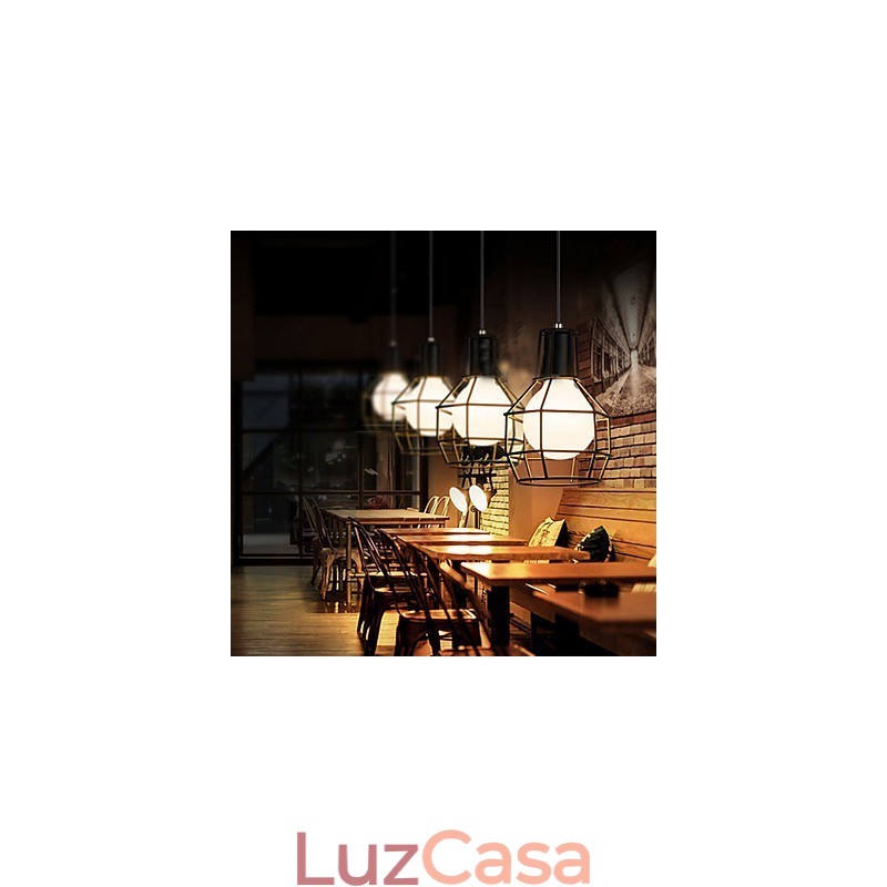 Luz pendente de metal galvanizado country para garagem