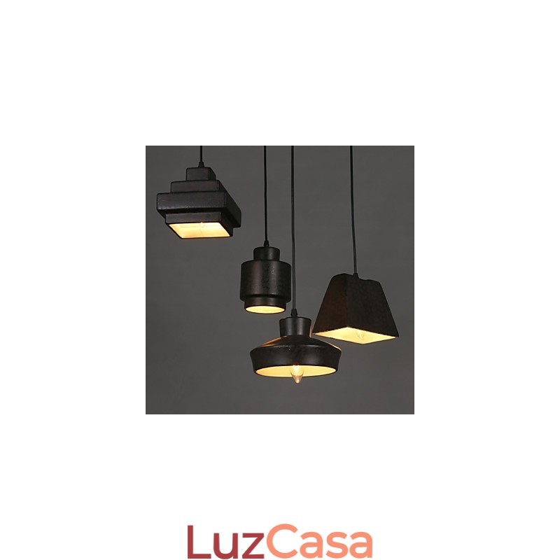 Lustre de vidro retrô americano estilo country com luz suspensa enferrujada