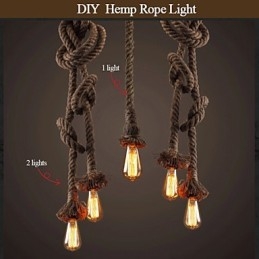 1 Luz DIY Arte Corda de Cânhamo Luz Criativa Corda de Cânhamo Lustre Longo 100cm Enviar 1 Lâmpada