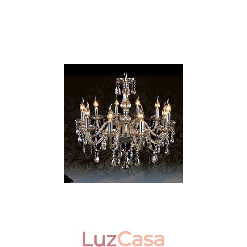 Lustre de cristal de luxo com 10 luzes, cor conhaque, lustre de cristal K9