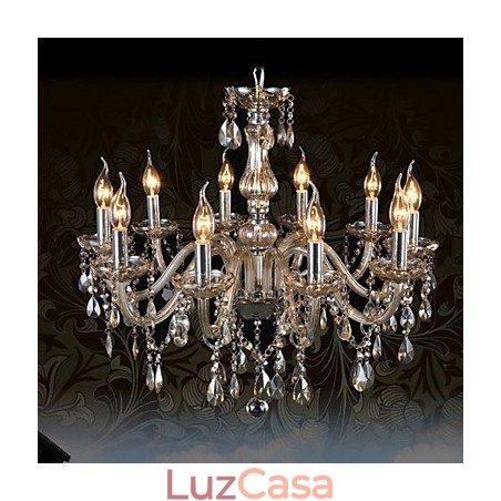 Lustre de cristal de luxo com 10 luzes, cor conhaque, lustre de cristal K9 Lustre de cristal de luxo com 10 luzes, cor conhaque, lustre de cristal K9