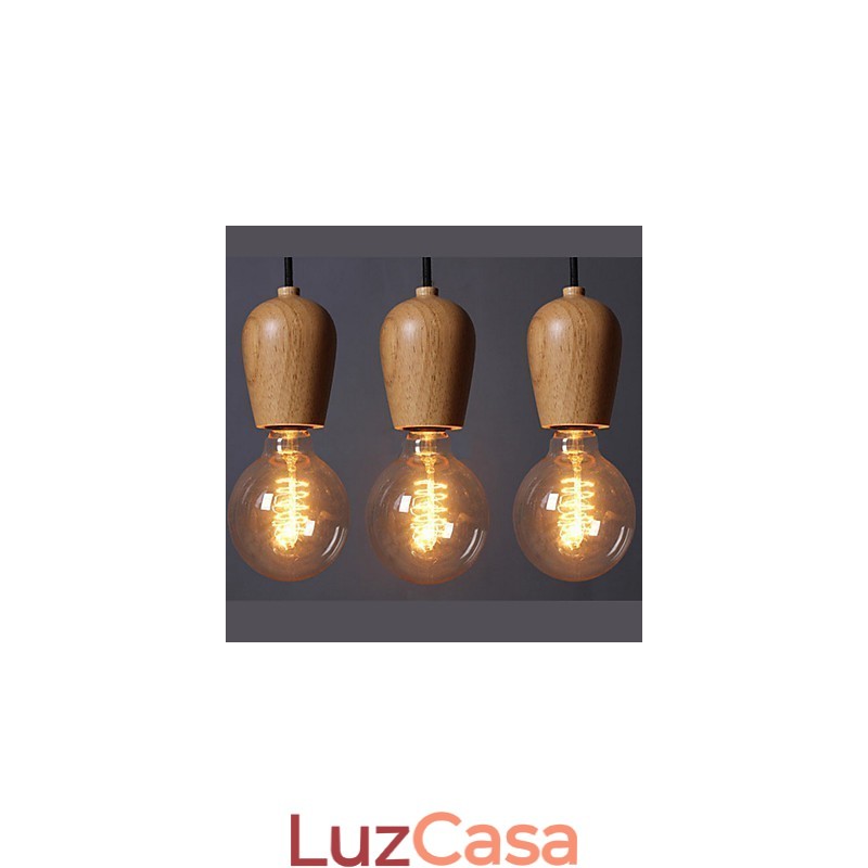 Pingente de madeira estilo country mini outros luz de garagem de bambu