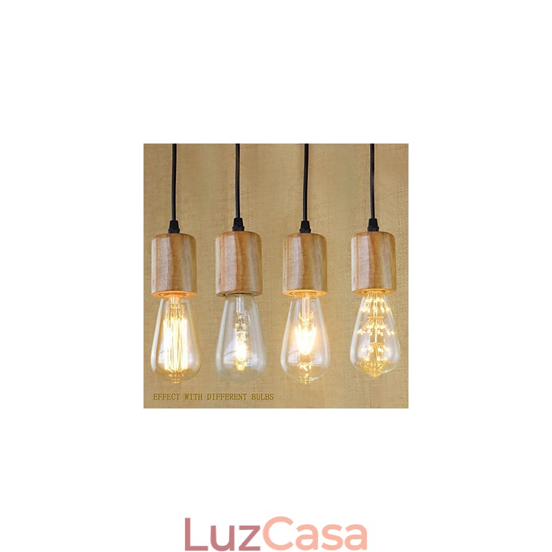 Luzes Pendentes Tradicionais Clássico Vintage Retro Country Garagem Madeira Bambu