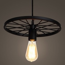 Luminárias pendentes retrô estilo loft, lustre de ferro forjado estilo industrial, roda americana