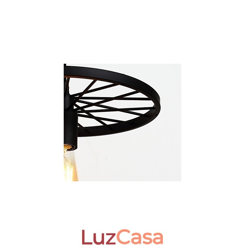 Luminárias pendentes retrô estilo loft, lustre de ferro forjado estilo industrial, roda americana