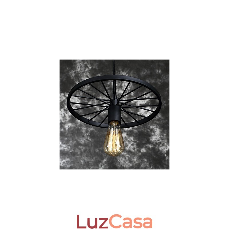 Luminárias pendentes retrô estilo loft, lustre de ferro forjado estilo industrial, roda americana