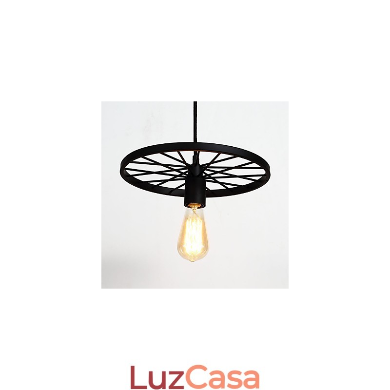 Luminárias pendentes retrô estilo loft, lustre de ferro forjado estilo industrial, roda americana