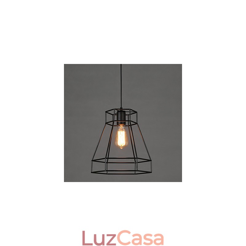 Lustre de ferro forjado com diamante de linha geométrica, luz pendente moderna e contemporânea