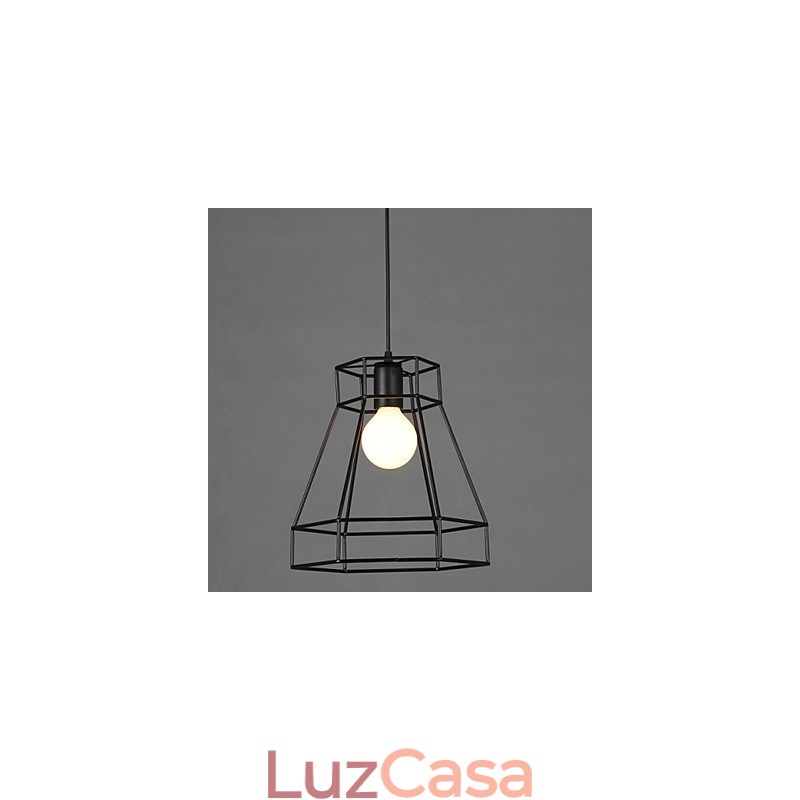 Lustre de ferro forjado com diamante de linha geométrica, luz pendente moderna e contemporânea