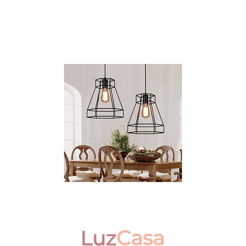 Lustre de ferro forjado com diamante de linha geométrica, luz pendente moderna e contemporânea