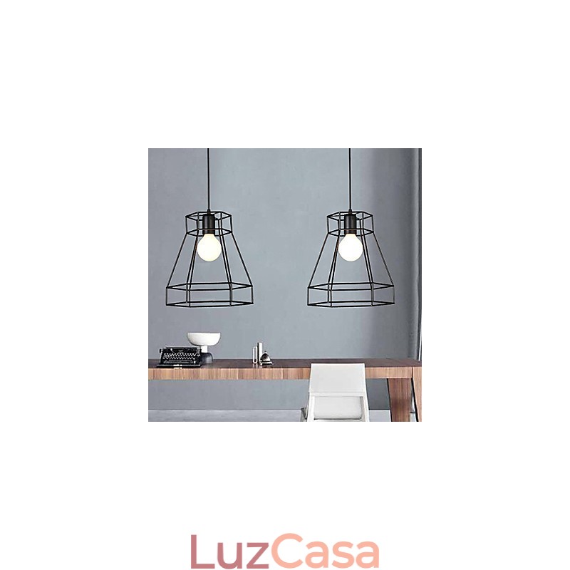 Lustre de ferro forjado com diamante de linha geométrica, luz pendente moderna e contemporânea
