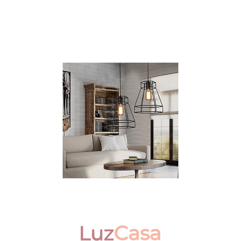 Lustre de ferro forjado com diamante de linha geométrica, luz pendente moderna e contemporânea
