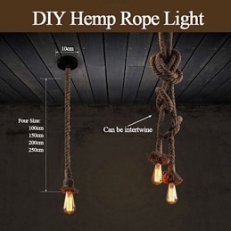 1 Luz DIY Arte Corda de Cânhamo Luz Criativa Corda de Cânhamo Lustre Longo 100cm Enviar 1 Lâmpada