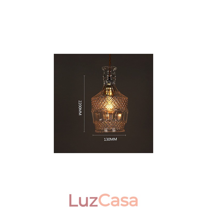 Lustre de vidro artístico esculpido criativo com garrafa romântica, luz pendente