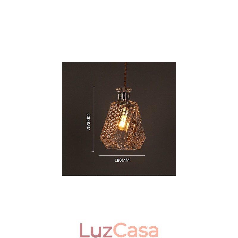 Lustre de vidro artístico esculpido criativo com garrafa romântica, luz pendente