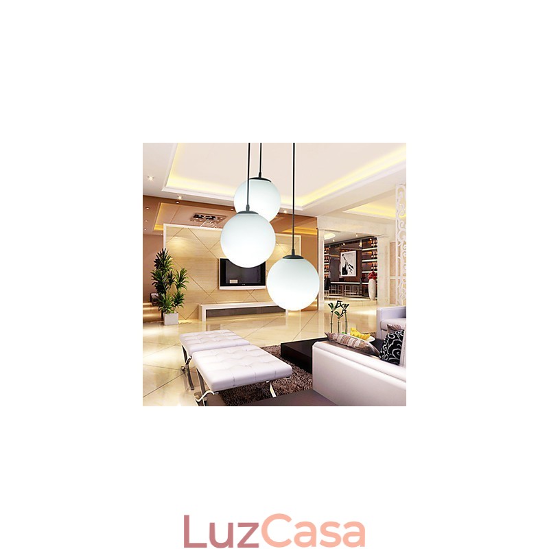 Lustre de bola de vidro, luz esférica, simples, cabeça única, lâmpada de iluminação