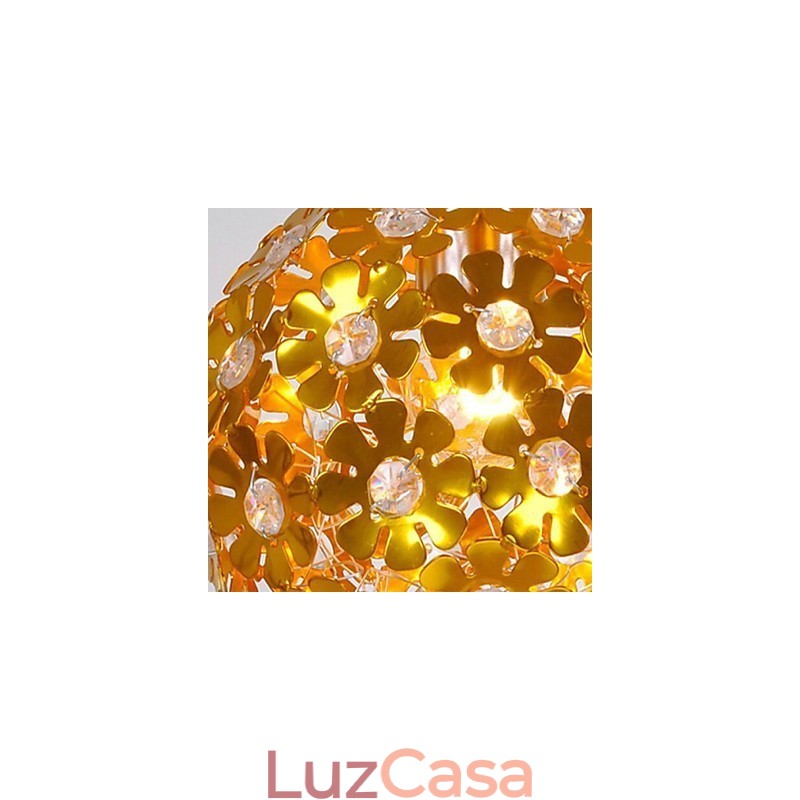 Lustre moderno e contemporâneo de cristal estilo mini metal dourado