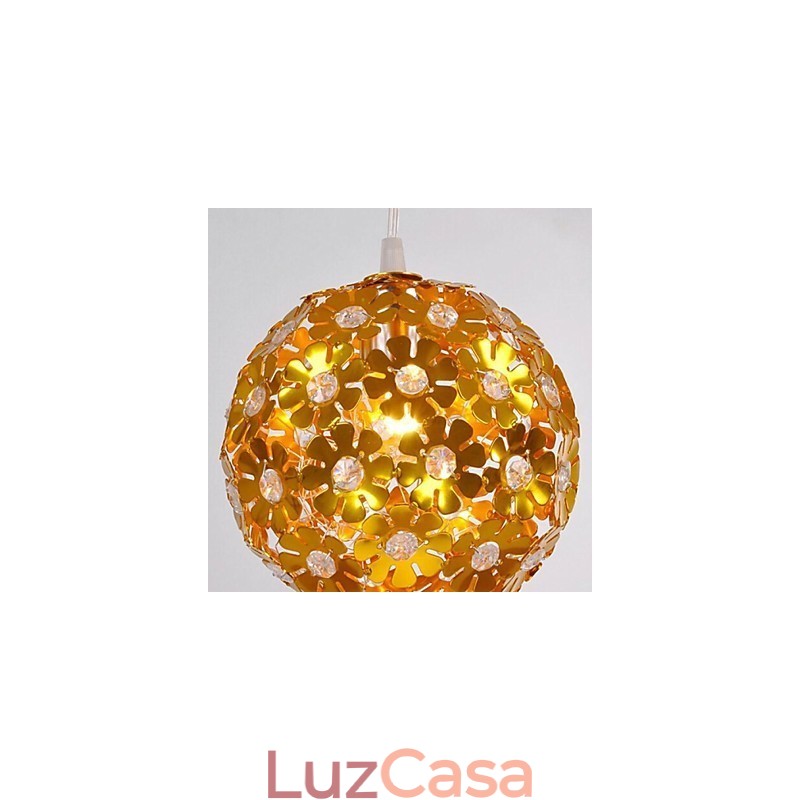Lustre moderno e contemporâneo de cristal estilo mini metal dourado