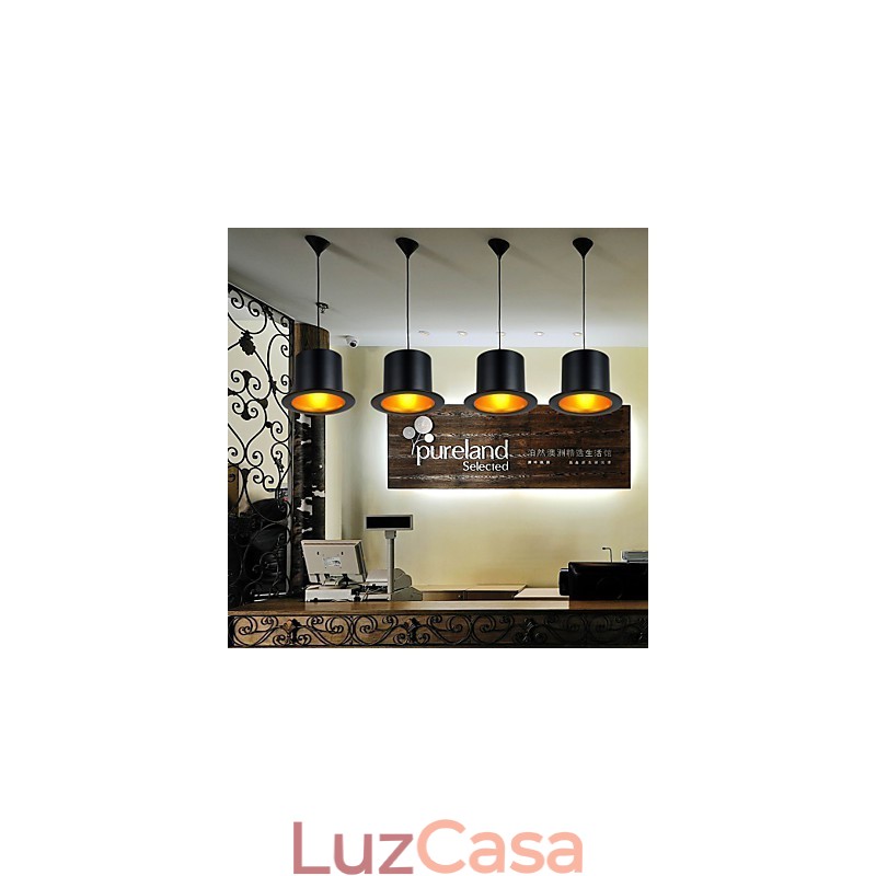 Luminária pendente de metal com pintura retrô para garagem