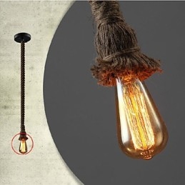 1 Luz DIY Arte Corda de Cânhamo Luz Criativa Corda de Cânhamo Lustre Longo 100cm Enviar 1 Lâmpada