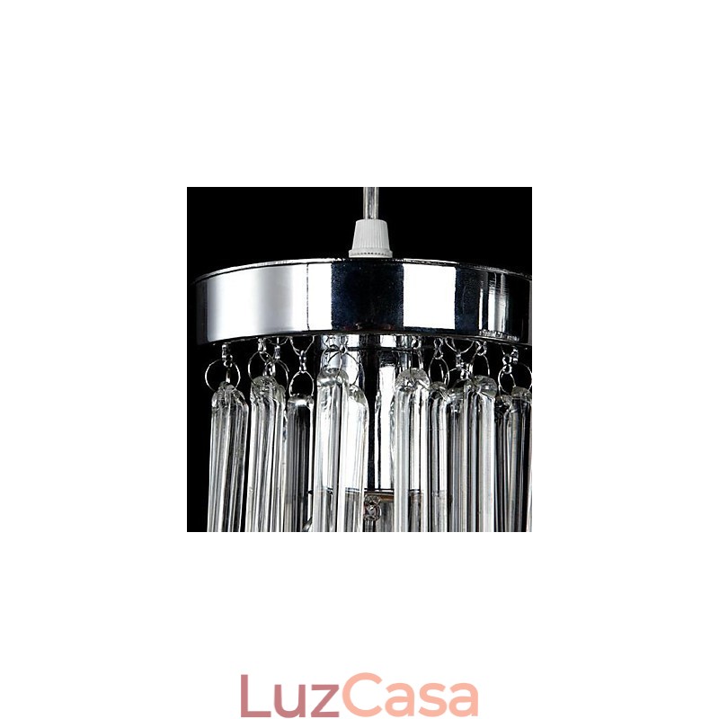 Luminária pendente moderna contemporânea de cristal cromado em metal