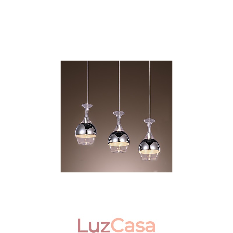 Pendente Criativo de 3 Luzes em Estilo Francês em Forma de Taça