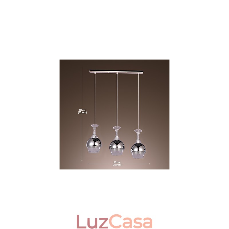 Pendente Criativo de 3 Luzes em Estilo Francês em Forma de Taça