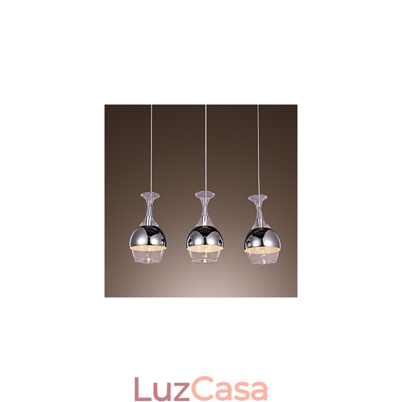 Pendente moderno criativo de 3 luzes em forma de taça