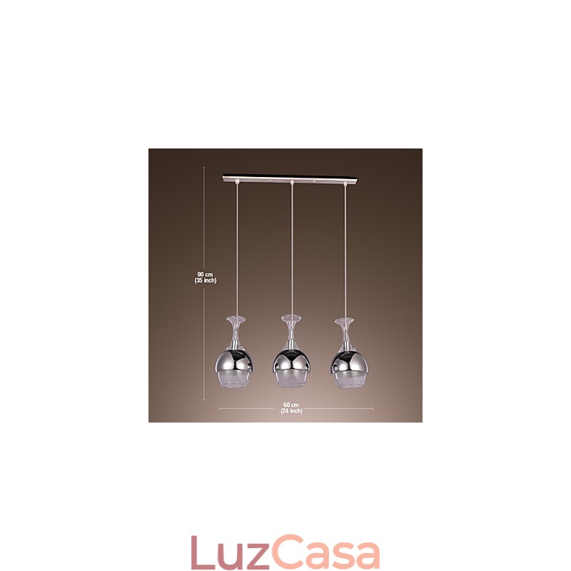 Pendente moderno criativo de 3 luzes em forma de taça