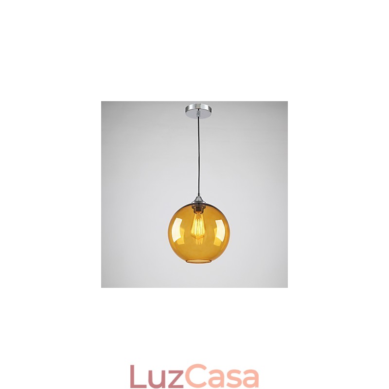 Luminária pendente de vidro moderna com design de bolha âmbar redonda e cúpula de vidro