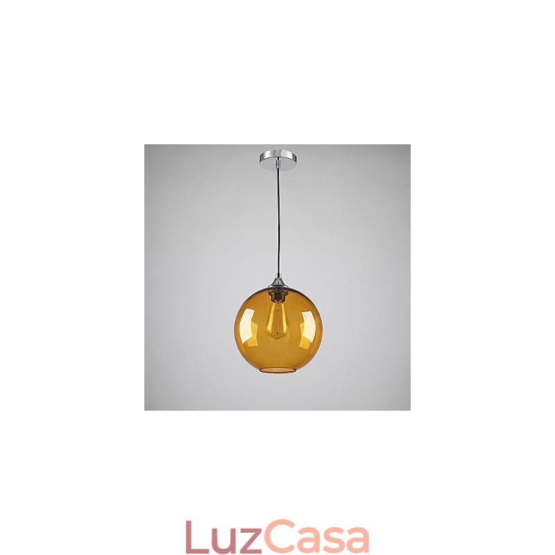 Luminária pendente de vidro moderna com design de bolha âmbar redonda e cúpula de vidro