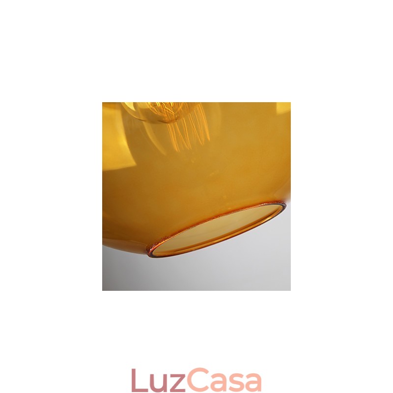 Luminária pendente de vidro moderna com design de bolha âmbar redonda e cúpula de vidro