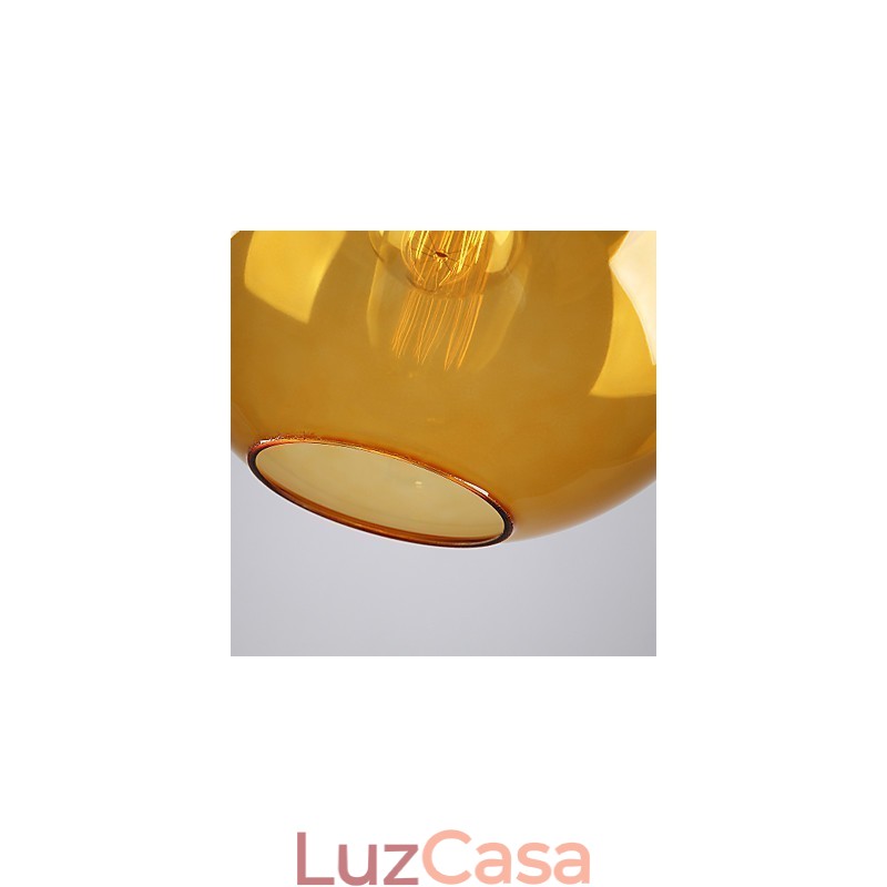 Luminária pendente de vidro moderna com design de bolha âmbar redonda e cúpula de vidro