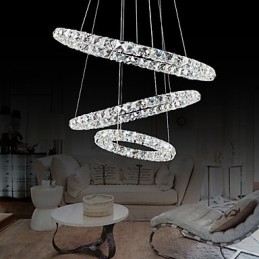 Luminária pendente moderna contemporânea de cristal cromado de metal de 44 W
