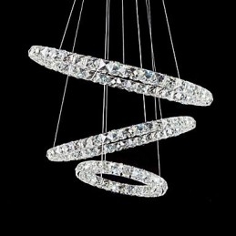 Luminária pendente moderna contemporânea de cristal cromado de metal de 44 W