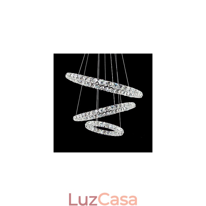 Luminária pendente moderna contemporânea de cristal cromado de metal de 44 W