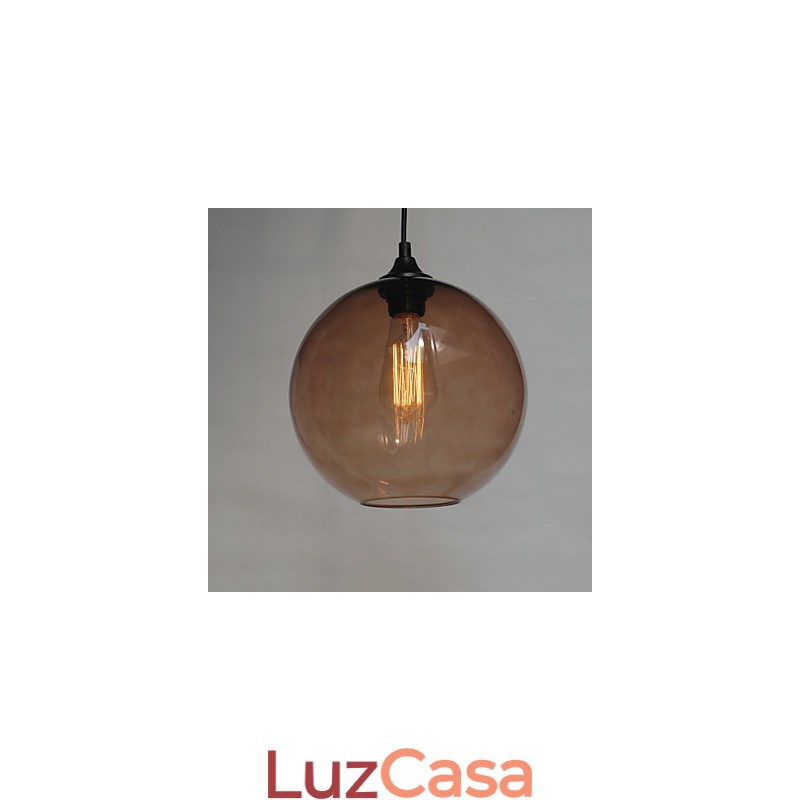 Luminária pendente moderna de vidro com design redondo de bolhas marrons