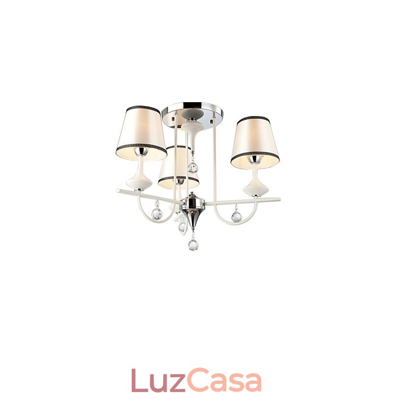 Lustre moderno contemporâneo de cristal cromado em metal