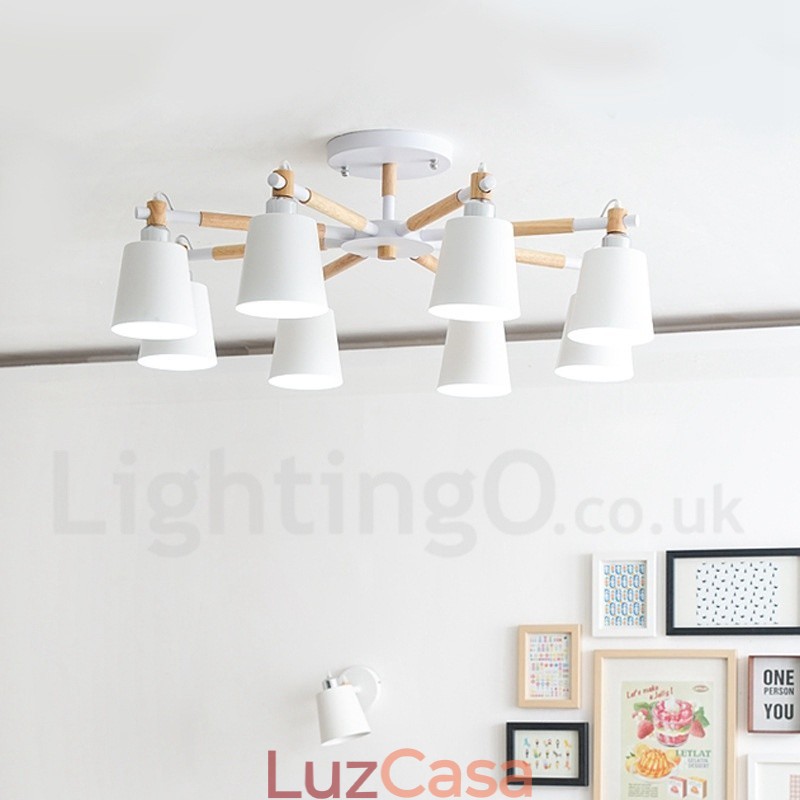 Lustre de madeira moderno e contemporâneo de 8 luzes