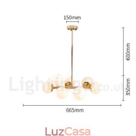 Lustre moderno contemporâneo de 8 luzes com abajur de vidro Lustre moderno contemporâneo de 8 luzes com abajur de vidro