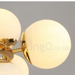 Lustre moderno contemporâneo de 8 luzes com abajur de vidro