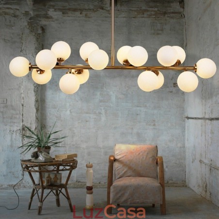Lustre moderno contemporâneo de 16 luzes com cúpula de vidro e lâmpada Lustre moderno contemporâneo de 16 luzes com cúpula de vidro e lâmpada
