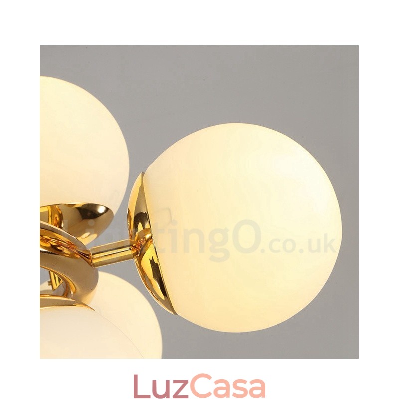 Lustre moderno contemporâneo de 16 luzes com cúpula de vidro e lâmpada