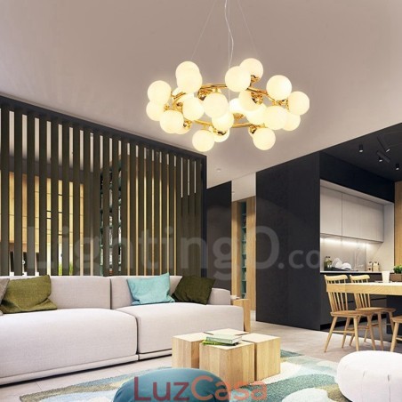 Lustre moderno contemporâneo de 24 luzes com abajur de vidro Lustre moderno contemporâneo de 24 luzes com abajur de vidro