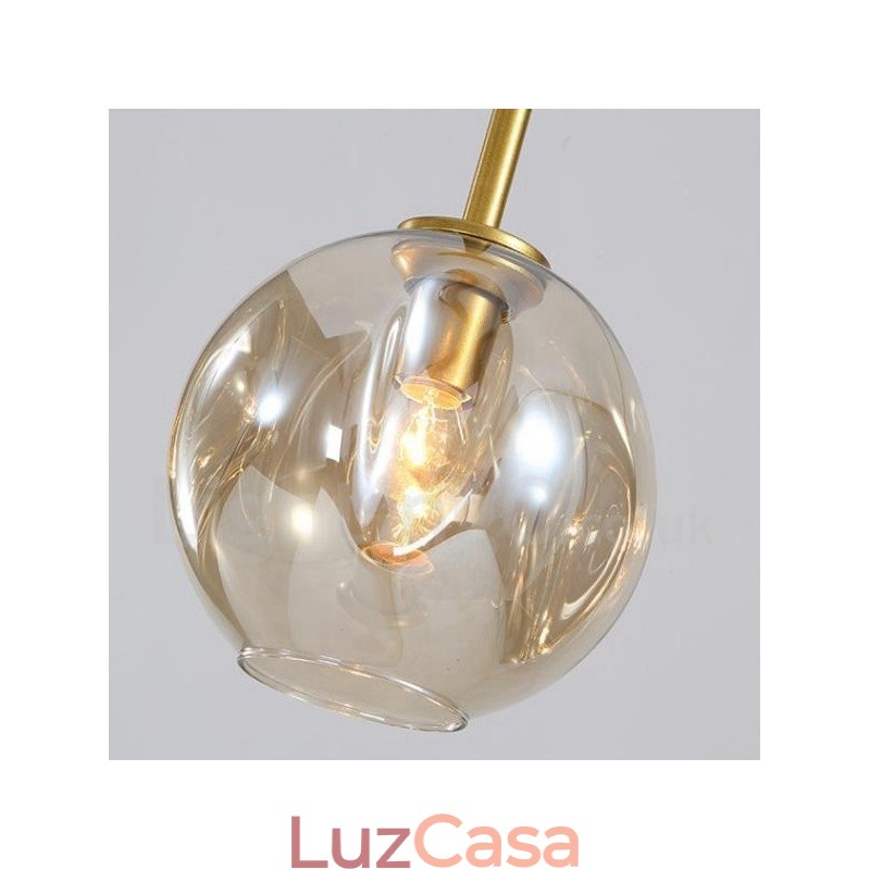 Lustre moderno contemporâneo de 7 luzes com cúpula de vidro transparente e lâmpada