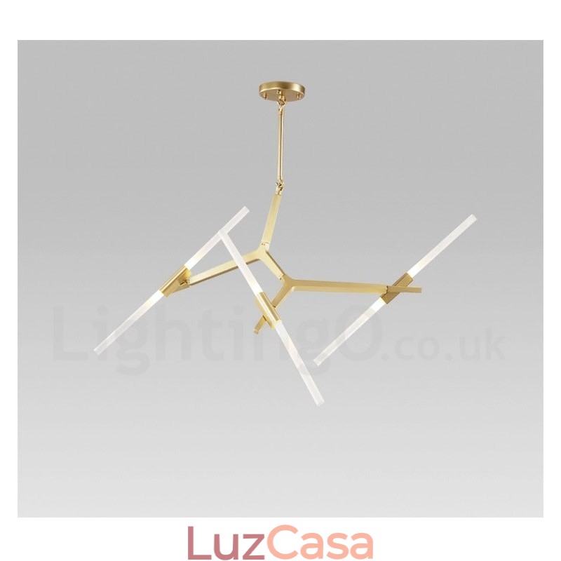 Lustre moderno contemporâneo de 6 luzes e 2 níveis (preto dourado)