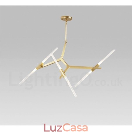Lustre moderno contemporâneo de 6 luzes e 2 níveis (preto dourado) Lustre moderno contemporâneo de 6 luzes e 2 níveis (preto dourado)