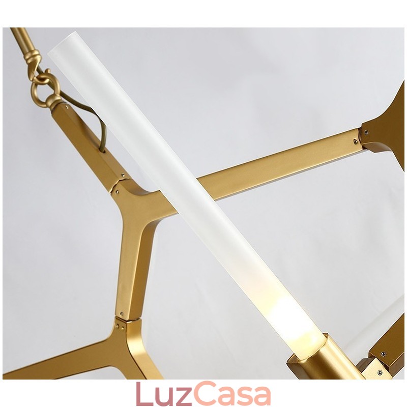 Lustre moderno contemporâneo de 6 luzes e 2 níveis (preto dourado)